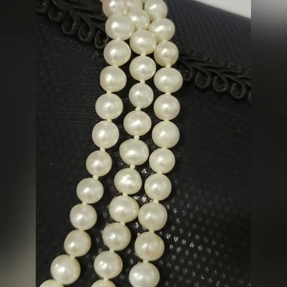 14k Solid Gold Clasp 54 Freshwater Pearl VINTAGE ESTATENecklace STAMPED 14K JOM